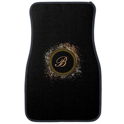 Gold_colored initial B on black Car Floor Mat