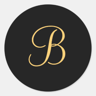 Gold-colored initial B on black monogram sticker