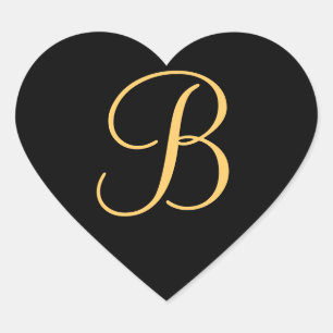 Gold-colored initial B on black monogram sticker