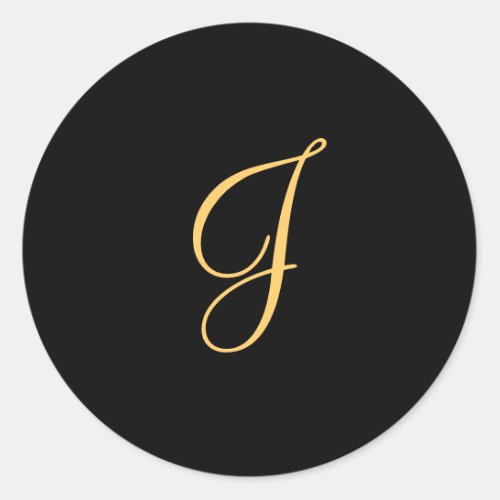 Gold_colored initial J on black monogram sticker
