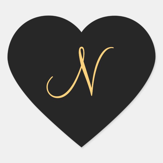 Gold-colored initial N on black monogram sticker (Front)