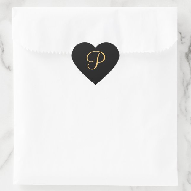 Gold-colored initial P on black monogram sticker (Bag)