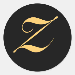 Gold-colored initial Z on black monogram sticker