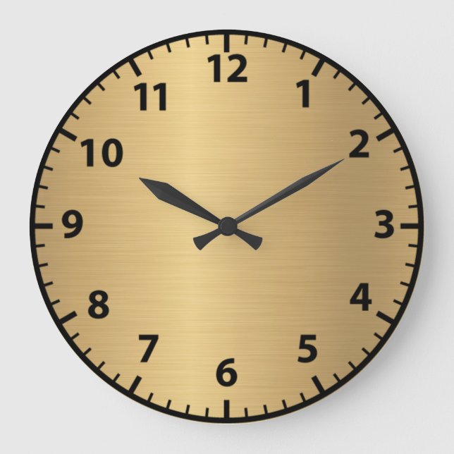 Gold Colored Simple Elegant Modern Wall Clock (Front)