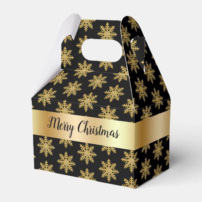 Gold Colored Snowflake Pattern Favor Box (Front Side)