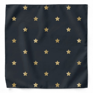 Gold-colored stars on a midnight black background bandana