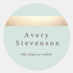 Gold Colored Striped Modern Light Blue Chic Classic Round Sticker