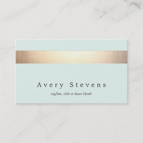 Gold Colored Striped Modern Stylish Light Blue Business Card