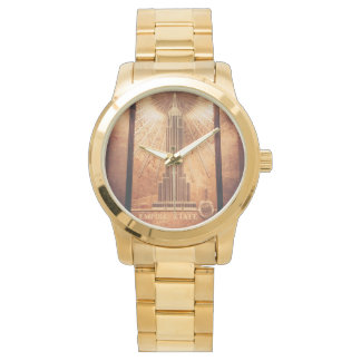 Gold-colored Watch with Empire State Emblem