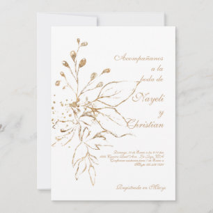 Gold colored wedding invitation