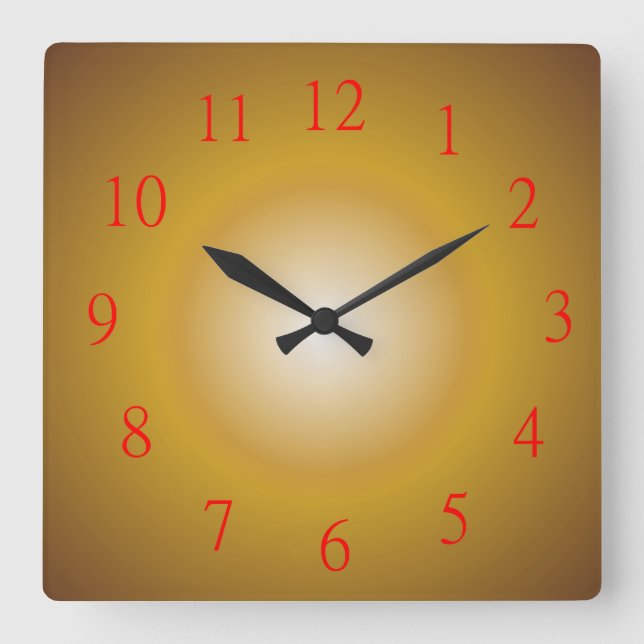 Gold Colored with Red Numerals> Wall Clock (Front)