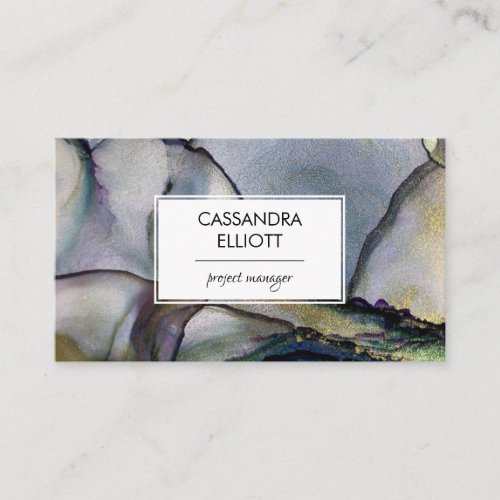 Gold  Colorful Abstract Alcohol Ink Liquid Art Business Card