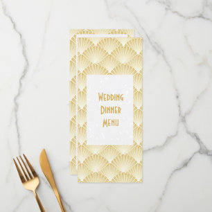 Gold Coloured Art Deco Design Wedding Dinner Menu