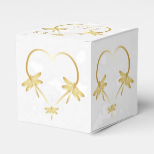 Gold Coloured Dragonfly Heart Design Wedding Favor Boxes