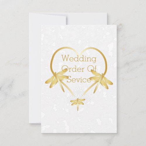 Gold Coloured Dragonfly Heart Wedding Program