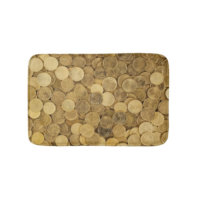 Gold Coloured Euro Coins Bath Mat (Front)