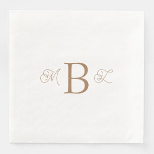 Gold Combo Font Monogram White Wedding Paper Dinner Napkins