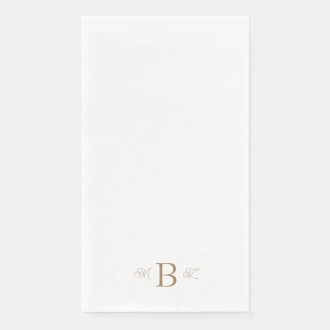 Gold Combo Font Monogram White Wedding  Paper Guest Towels (Front)