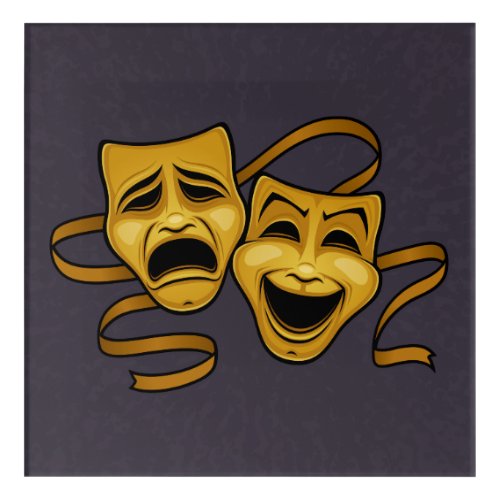 Gold Comedy And Tragedy Theater Masks Acrylic Print