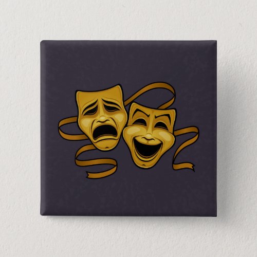 Gold Comedy And Tragedy Theater Masks Button