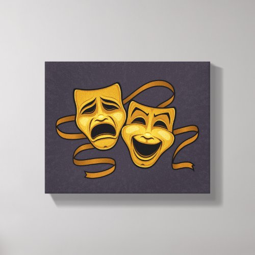 Gold Comedy And Tragedy Theater Masks Canvas Print