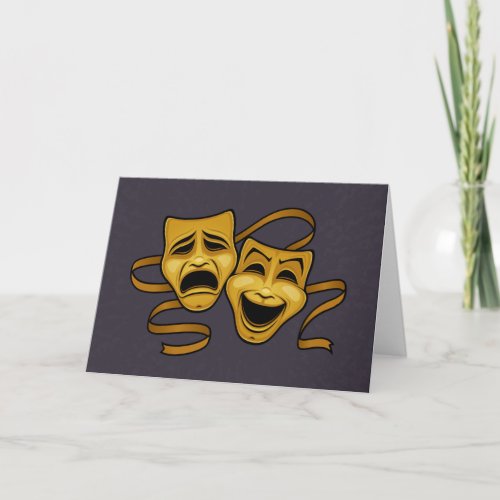 Gold Comedy And Tragedy Theater Masks Card