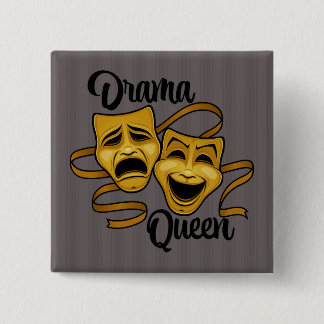 Gold Comedy And Tragedy Theater Masks Drama Queen Button