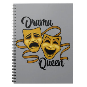 Gold Comedy And Tragedy Theater Masks Drama Queen Notebook