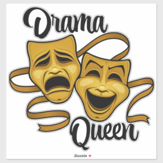 Gold Comedy And Tragedy Theater Masks Drama Queen Sticker