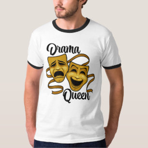 Gold Comedy And Tragedy Theater Masks Drama Queen T-Shirt