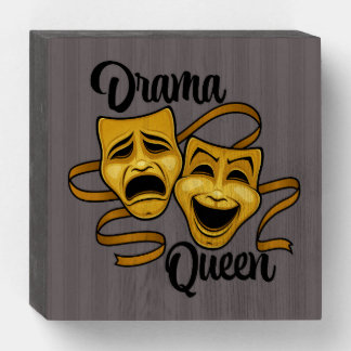 Gold Comedy And Tragedy Theater Masks Drama Queen Wooden Box Sign