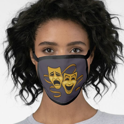 Gold Comedy And Tragedy Theater Masks Face Mask (Worn Her)