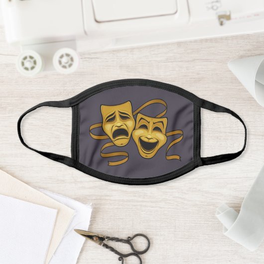 Gold Comedy And Tragedy Theater Masks Face Mask (Insitu)