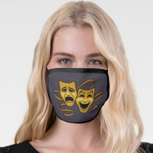 Gold Comedy And Tragedy Theater Masks Face Mask (Worn Her)
