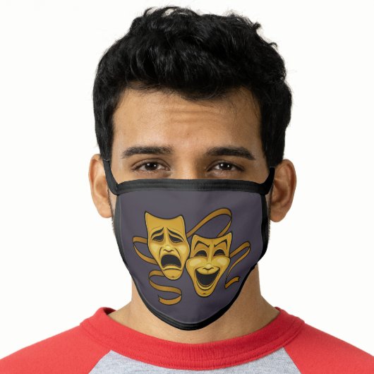 Gold Comedy And Tragedy Theater Masks Face Mask (Worn Him)