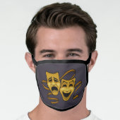 Gold Comedy And Tragedy Theater Masks Face Mask (Worn Him)
