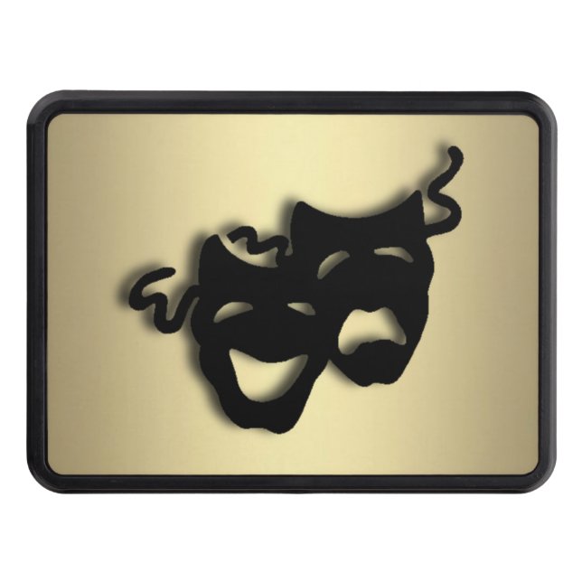 Gold Comedy and Tragedy Theater Masks Hitch Cover (Front)