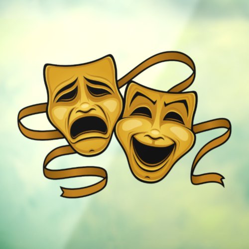 Gold Comedy And Tragedy Theater Masks Window Cling