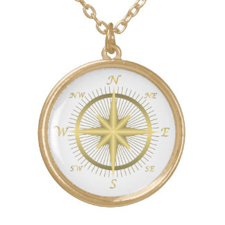 Gold Compass Plated Necklace