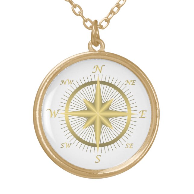 Gold Compass Plated Necklace (Front)