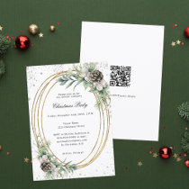 Gold cone greenery QR code company Christmas Party Invitation