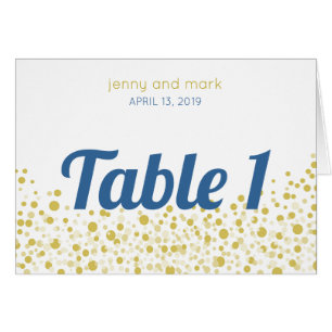 Gold Conetti Wedding Table Tent Cards