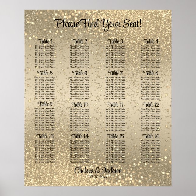 Gold Confetti - 16 Seating Chart (Front)