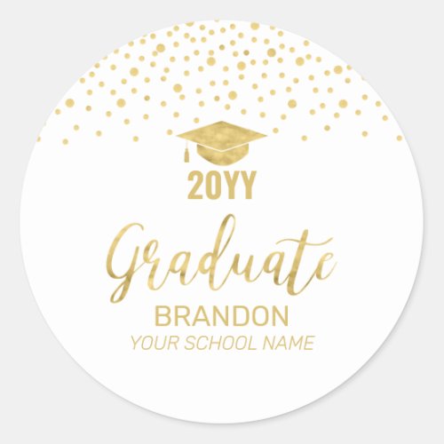 Gold Confetti 2022 Graduation Party Favor Classic  Classic Round Sticker