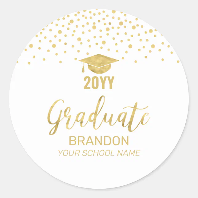 Gold Confetti 2022 Graduation Party Favor Classic Classic Round Sticker ...