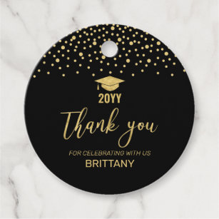 Gold Confetti 2022 Graduation Party Thank you Favor Tags