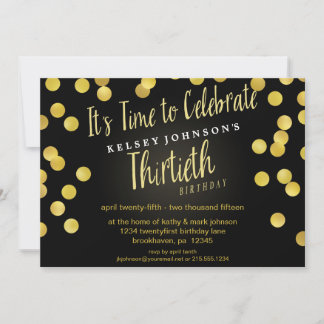 Gold Confetti 30th Birthday Party Invitation