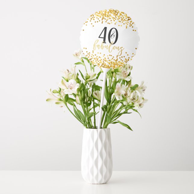 Gold Confetti 40 and Fabulous Birthday Party Balloon (Vase)