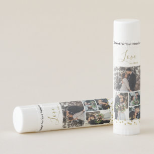 Gold Confetti 4-Photo Collage Personalized Lip Balm