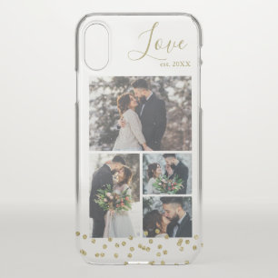 Gold Confetti 4-Photo Collage Personalized iPhone X Case